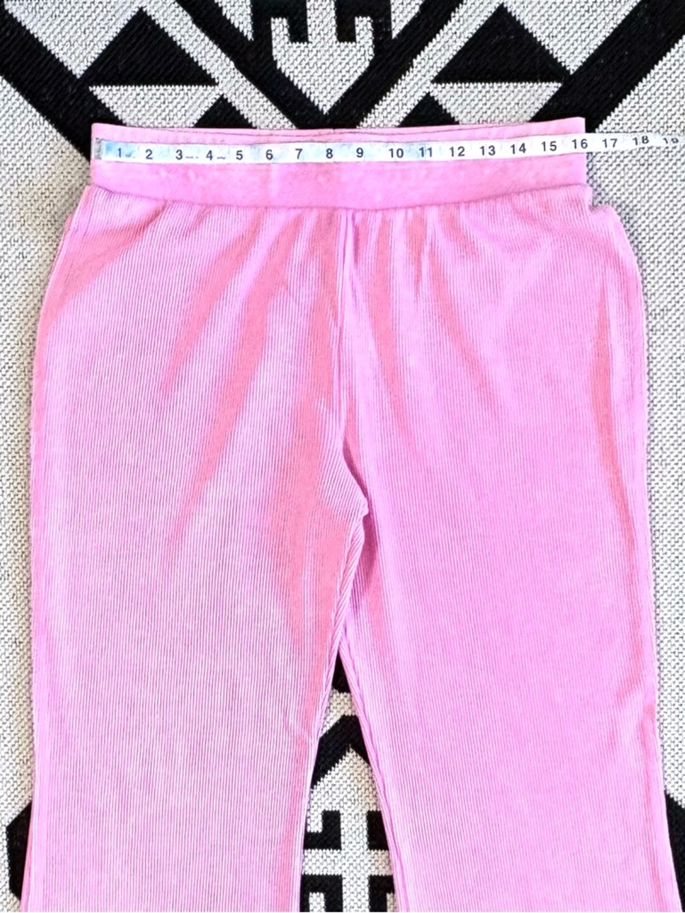 Sunnyside by Sundry Waffle Knit Wide Leg Lounge Pants in Pink Large - Picture 3 of 10